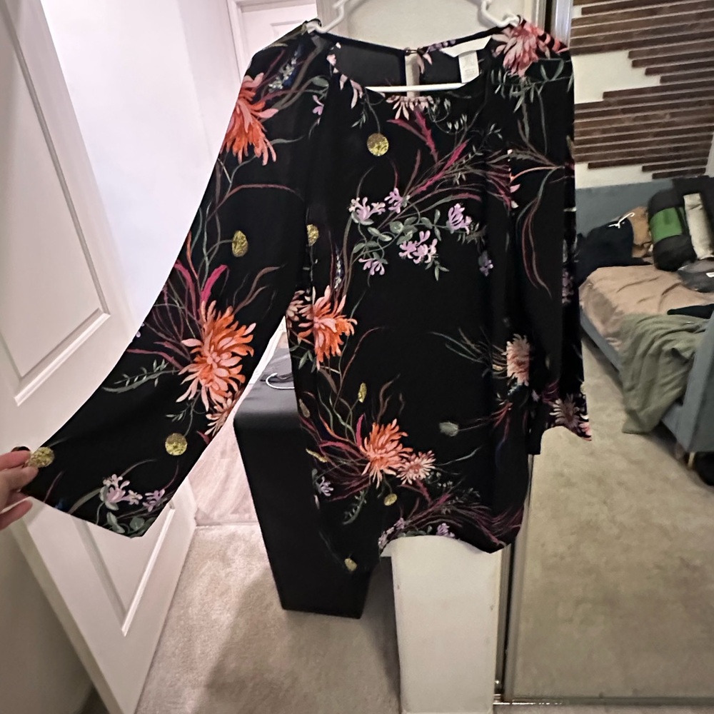 H&M Black Dress with Pink Floral Design
